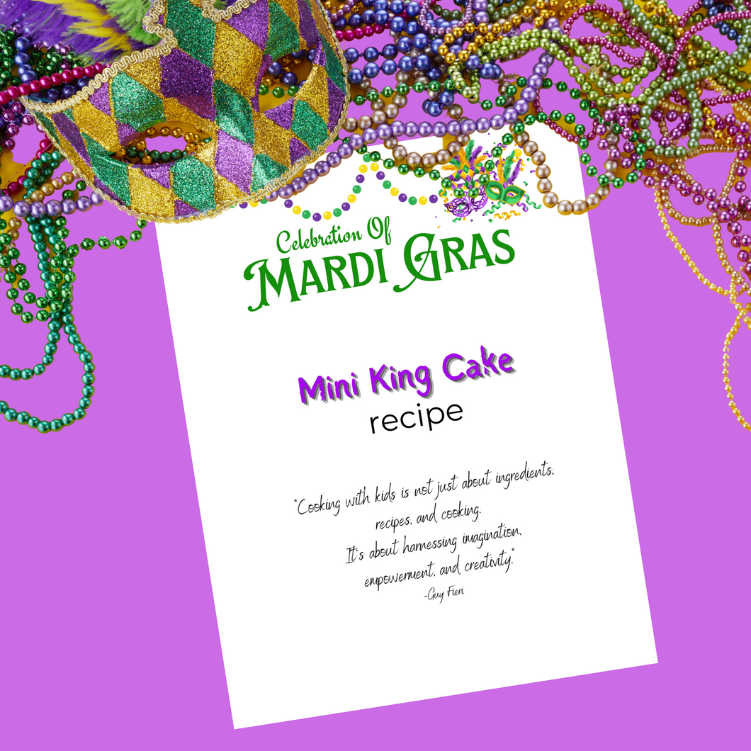 Printable Kid Picture Recipe - Mini King Cake