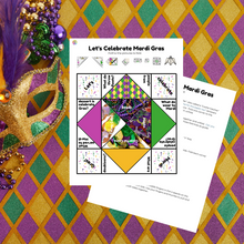 Load image into Gallery viewer, Printable Paper Mardi Gras Cootie Catcher
